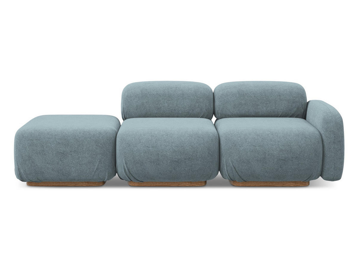 3-SITZER SOFA Links Bouclé Stoff Blau - Blau/Blaugrau, Holz/Textil (258/73/95cm) - Makamii