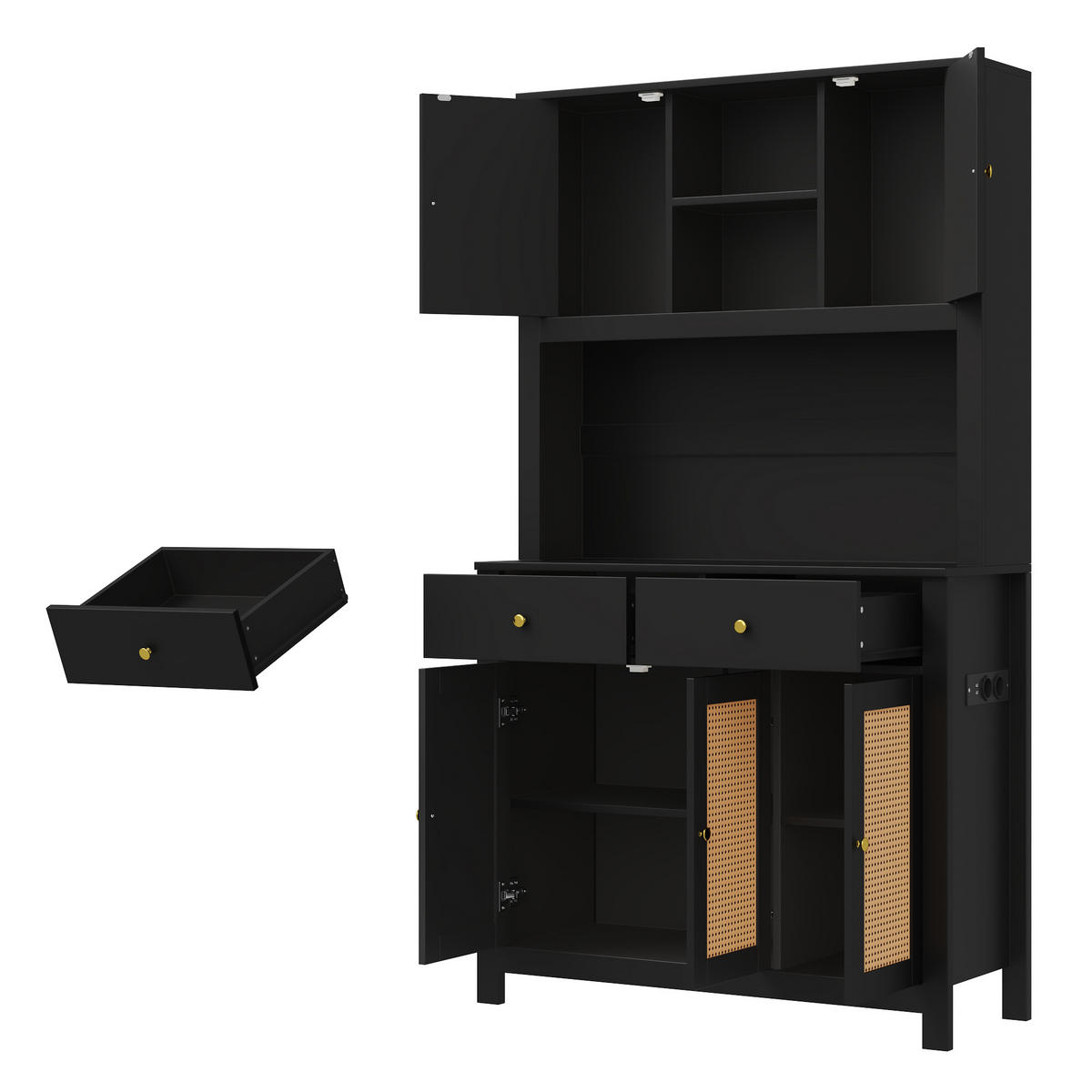 GESCHIRRSCHRANK Schwarz 100/40/180 - Schwarz, Holzwerkstoff (100/180/40cm)