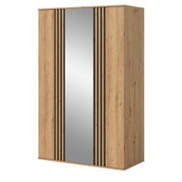 KLEIDERSCHRANK Eiche Artisan, grau 120 x 192 cm 3-türig, Drehtürenschrank mit Spiegel - Anthrazit/Eiche Artisan, Holzwerkstoff (120/192/56cm) - Inn.Furn