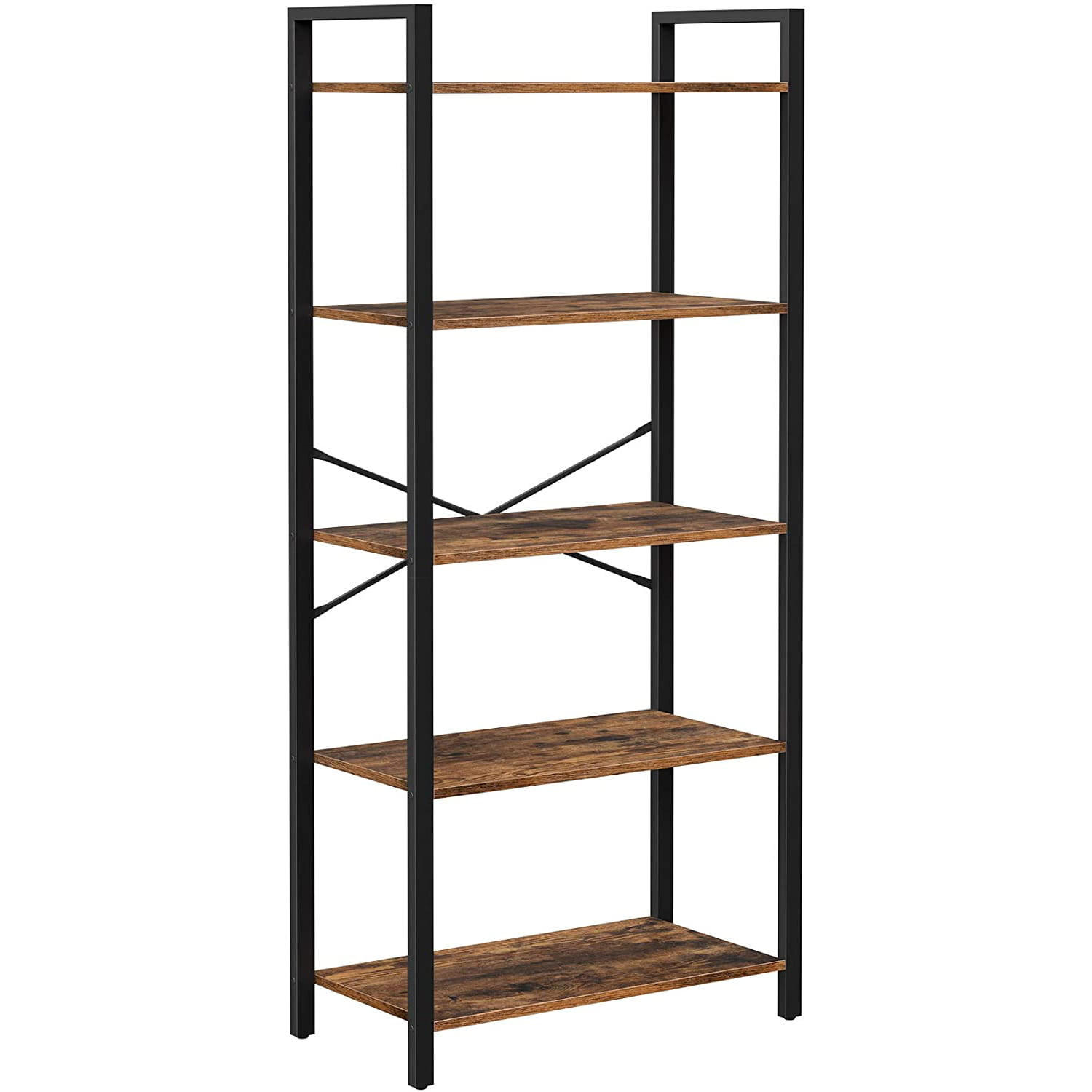 BÜCHERREGAL Rustikales Braun 66x30 cm LLS061B01 Stabile Stahlkonstruktion - Schwarz, Metall (66/153/30cm)