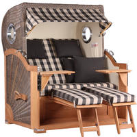 STRANDKORB Baltikum Teak 2,5 Sitzer - Braun/Grau, Holz/Metall (142/170/95cm) - Mr. Deko