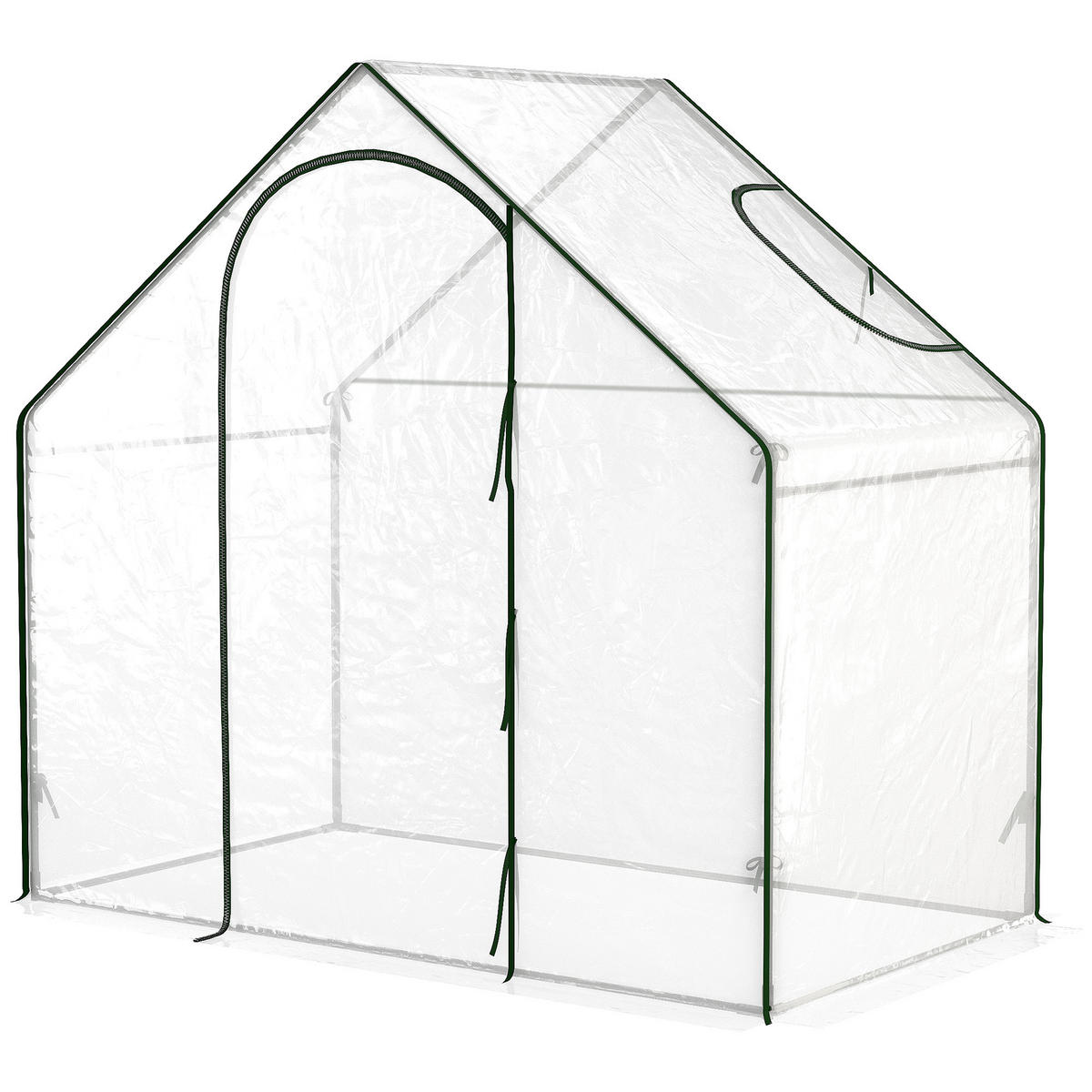 TOMATENGEWÄCHSHAUS DE-11966 mit Reißverschlusstür & Fenster Grün & Transparent - Transparent, Metall (105/150/180cm) - ComfortXL