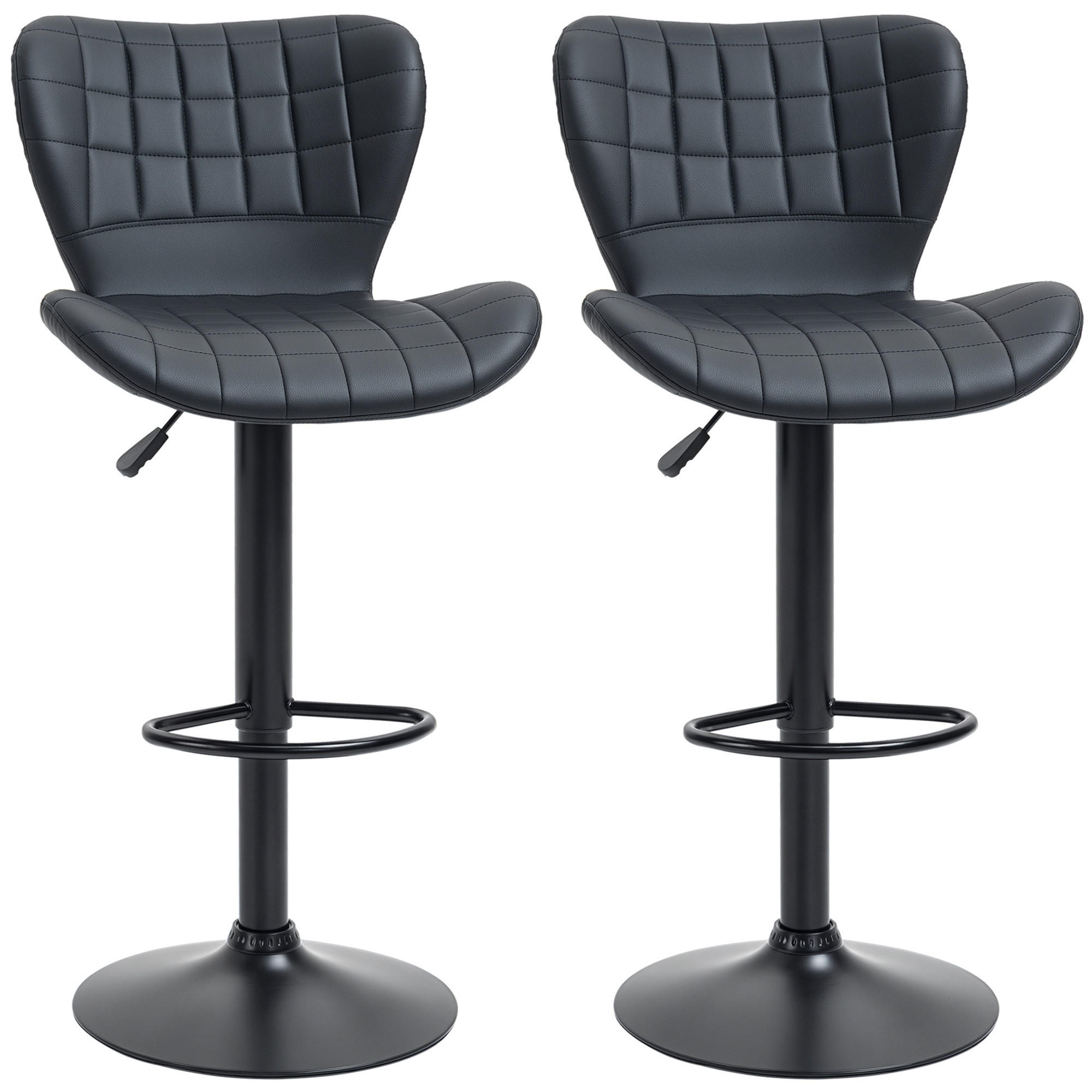 BARHOCKER, Kunstleder, Stahl, Schwarz - Schwarz, Kunststoff (51.5/109/47cm) - HOMCOM