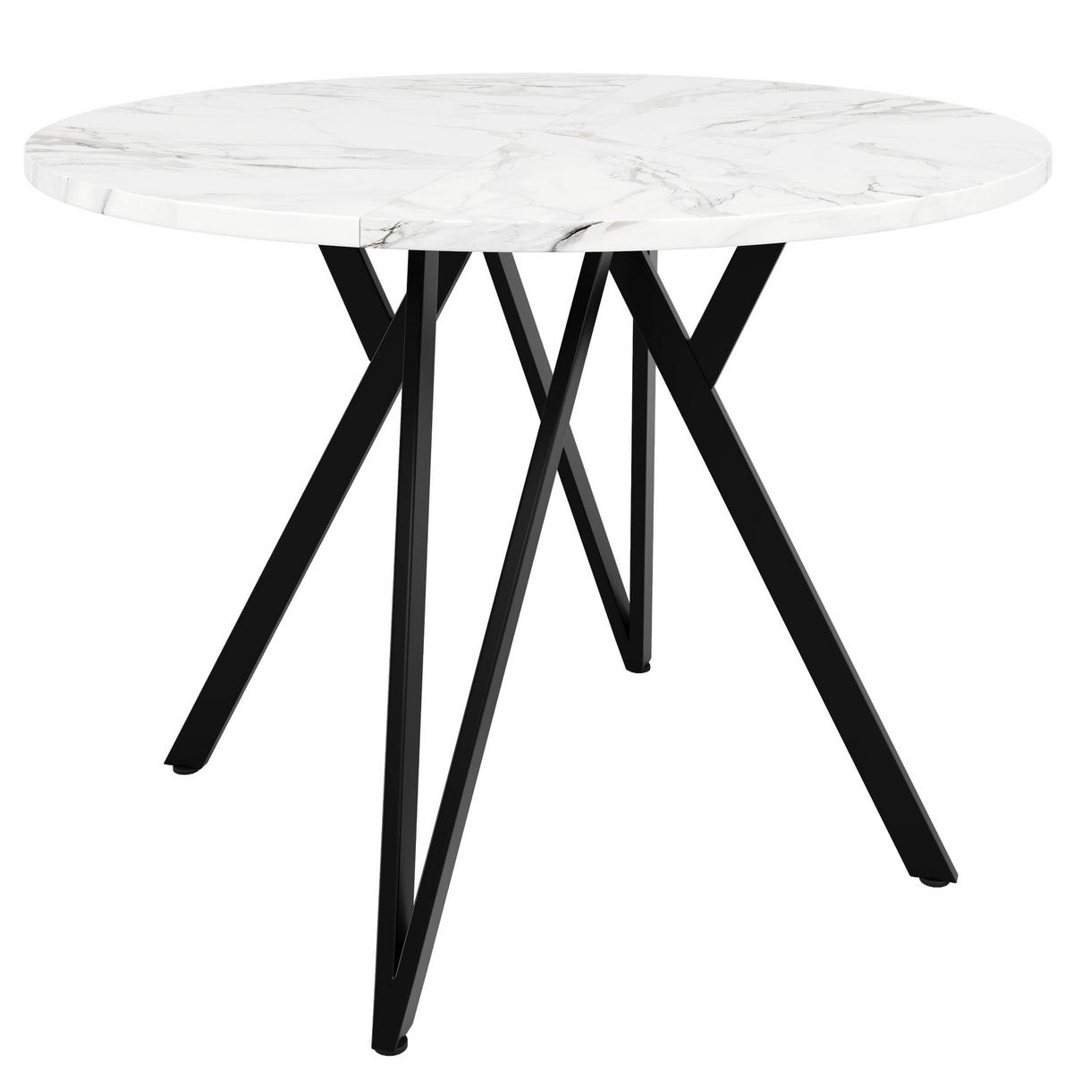 ESSTISCH, MDF-Tischplatte in Marmoroptik & Metallgestell, 100/100/76 cm, Schwarz - Schwarz, Holzwerkstoff (100/100/76cm) - Redom