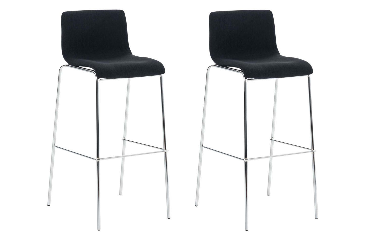 BARHOCKER 2er Set Tenar Stoff Schwarz Silber - Schwarz, Textil (43/100/48cm) - DELUKE