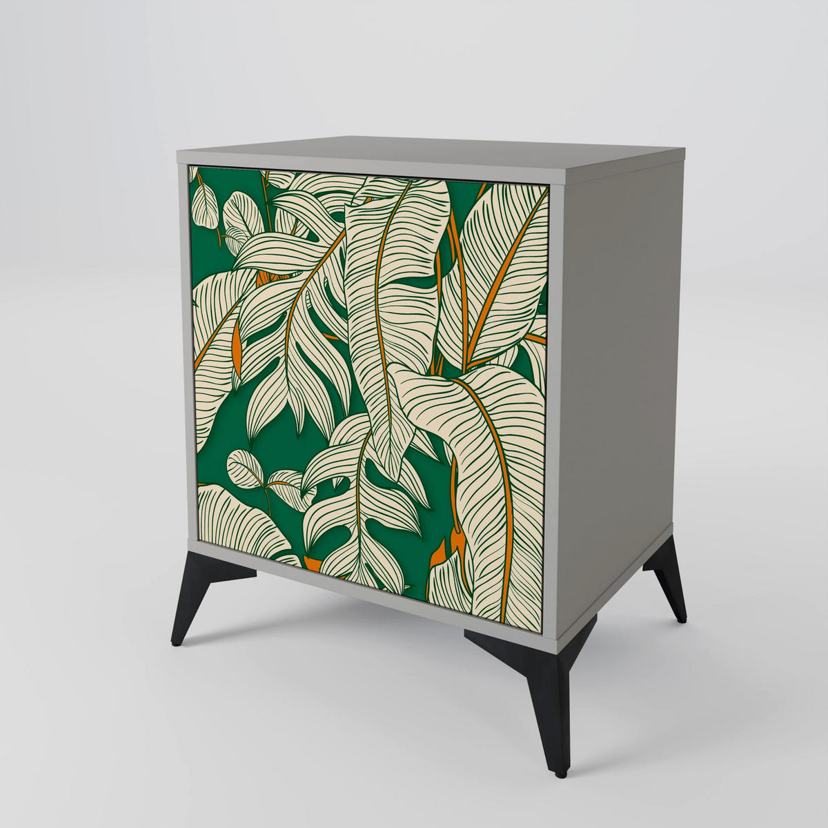 SIDEBOARD VERDANT PLEASURES, Grau, 57,5x42x67,5 cm, Schwarze Metall-Rahmenfüße - Multicolor/Schwarz, Holzwerkstoff/Metall (57.5/67.5/42cm) - SpaceRebels