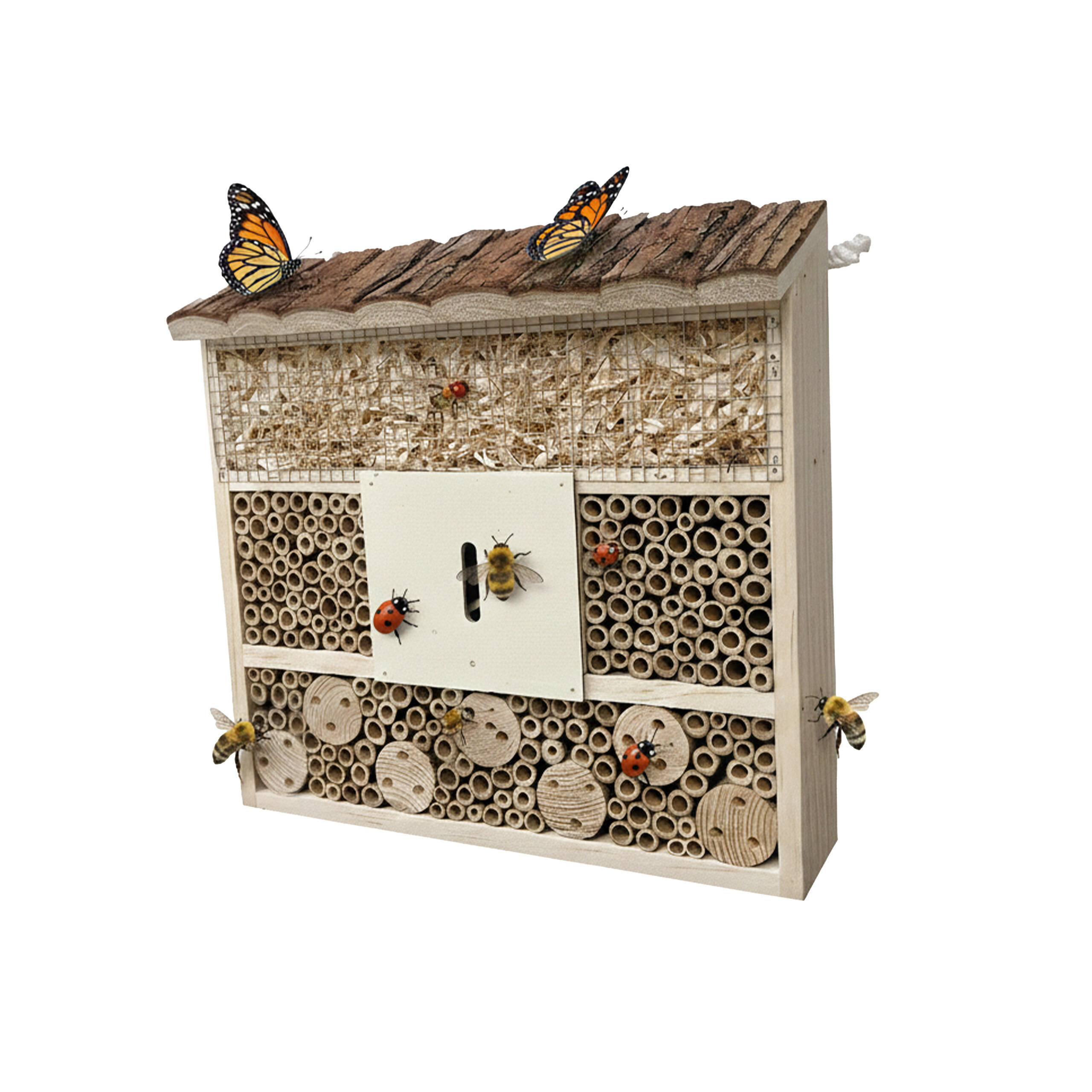INSEKTENHOTEL - Hellbraun, Holz (30/28/10cm) - Relaxdays