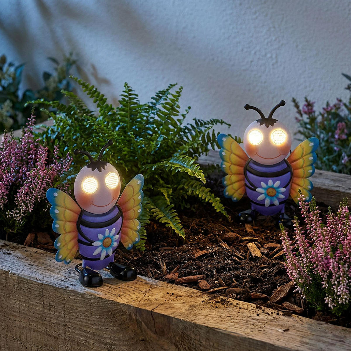 2X SOLARLEUCHTE LED Biene Metall bunt matt - Multicolor, Metall (19/9.5/22.5cm) - Globo Lighting