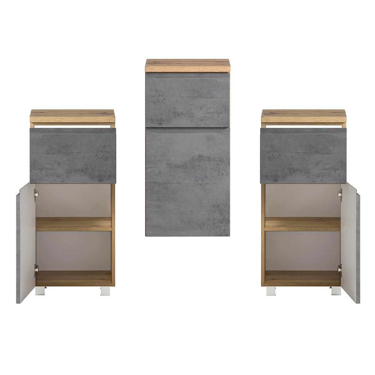 BADMÖBEL-SET 5-TLG. Vasto-03 - Grau, Holzwerkstoff (190/200/47cm) - Lomado