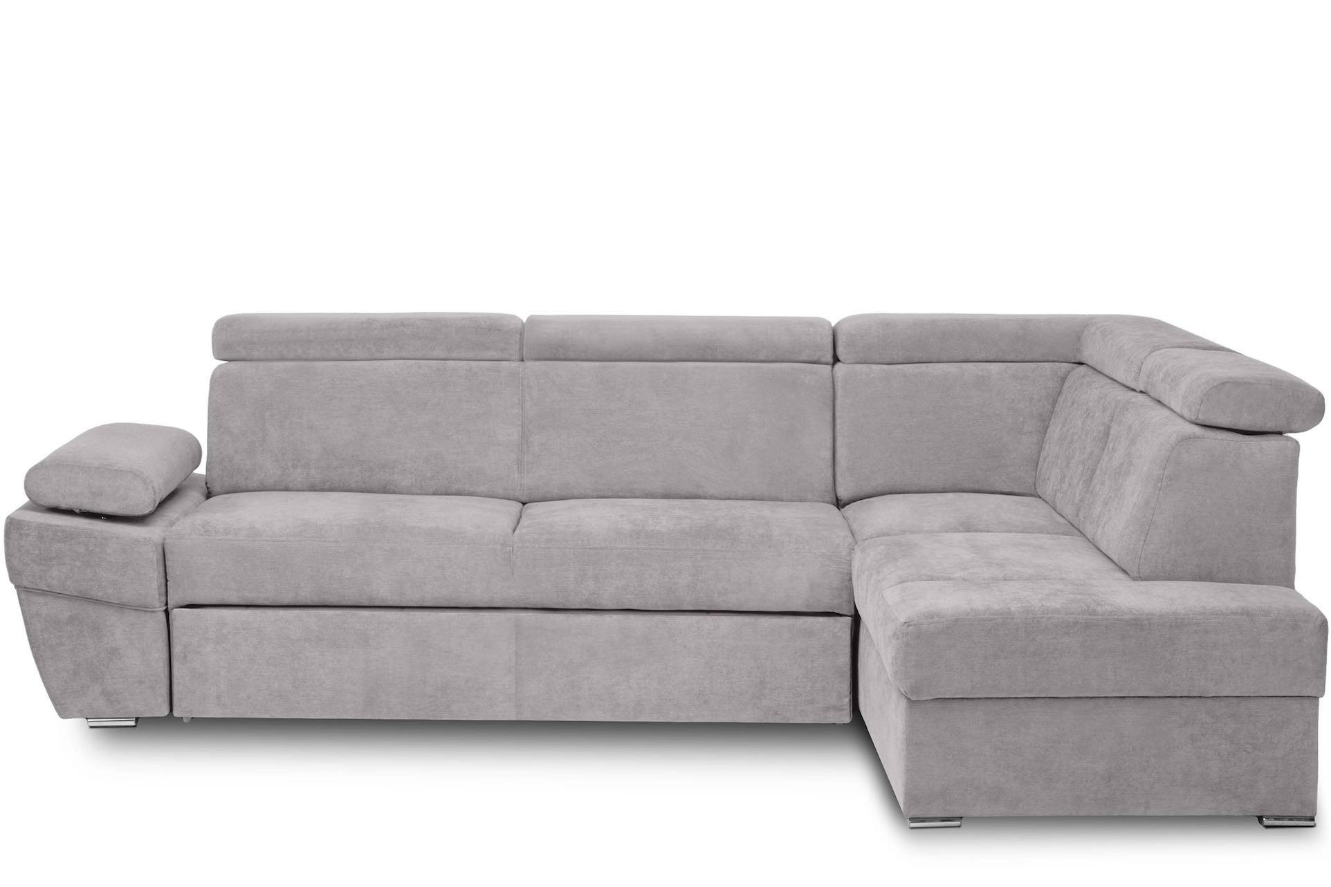SCHLAFECKSOFA RATLO rechts 4/5-Sitzer mit Bettkasten, hellgrau - Silberfarben, Textil (270/190cm) - KONSIMO®