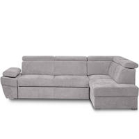 SCHLAFECKSOFA RATLO rechts 4/5-Sitzer mit Bettkasten, hellgrau - Silberfarben, Textil (270/190cm) - KONSIMO®