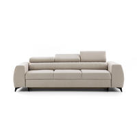 3-SITZER-SOFA PIERO mit Schlaffunktion 125x195 Velours Creme - Creme/Schwarz, Holz/Textil (260/90/100cm) - Muffo
