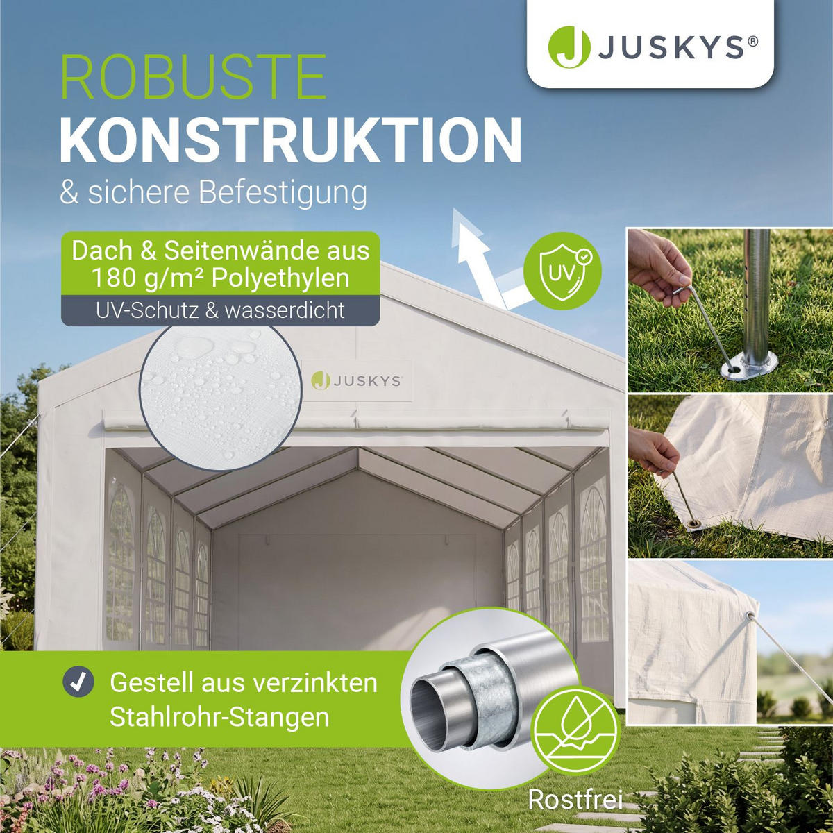 FESTZELT Partyzelt Gala weiß 4x10 m - Weiß, Kunststoff (400/300/1000cm) - Juskys
