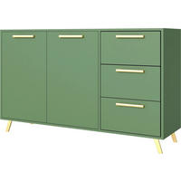 KOMMODE Nancy mit 3 Schubladen und 2 Türen, Sideboard in Farbe:Grün, Schrank in Größe: 140 x 86 x 41 cm - Grün, Holzwerkstoff (140/86/41cm) - Agmat-Furniture