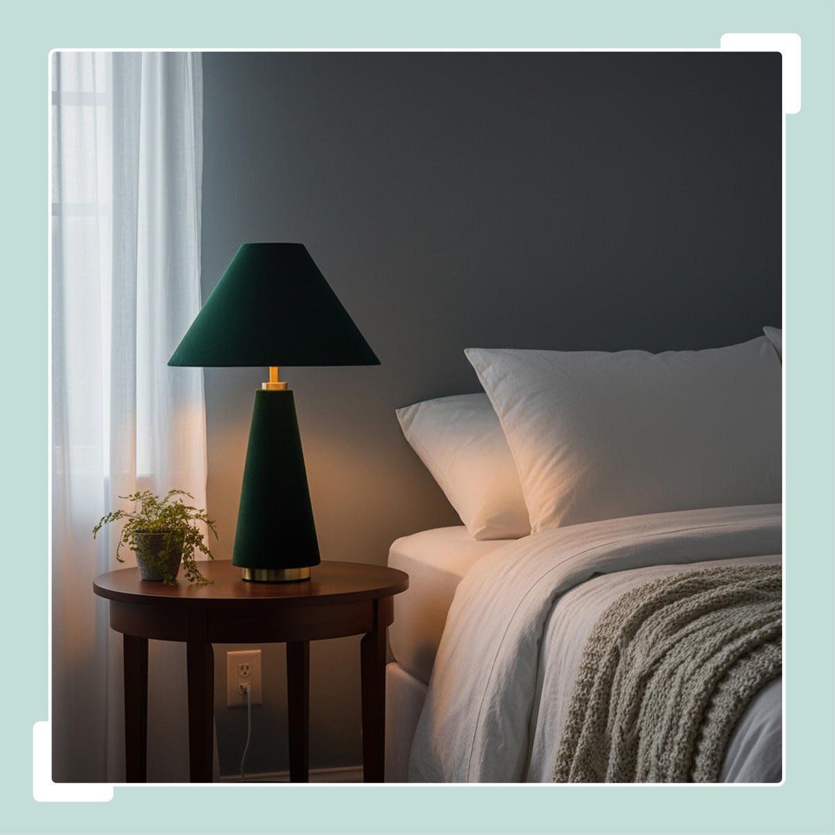 TISCHLAMPE - Dunkelgrün, Textil/Metall (30/30/47cm) - Relaxdays