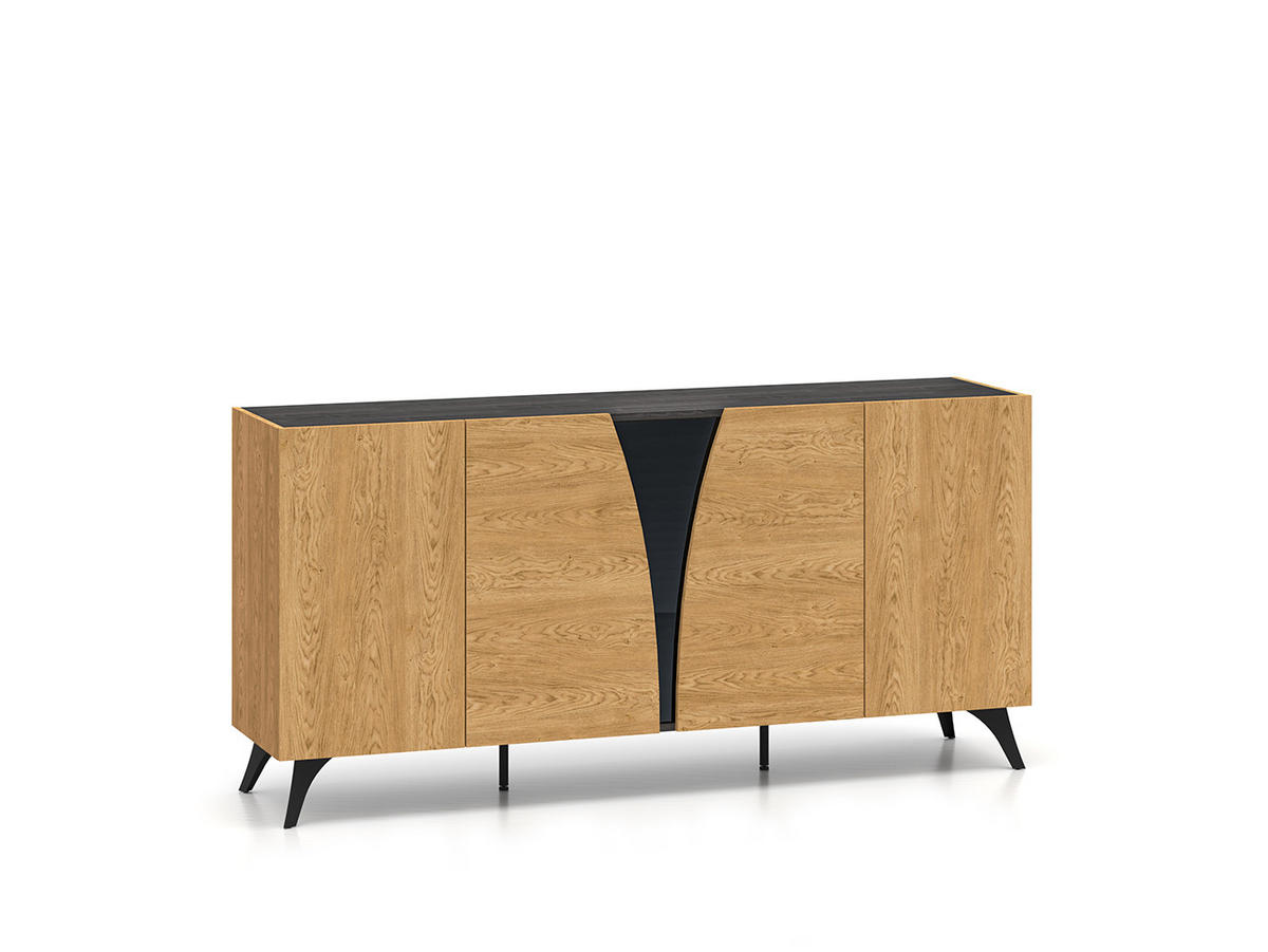 SIDEBOARD Toscania Eiche / Schwarz 170 / 40 / 82cm - Eichefarben/Schwarz, Holz/Holzwerkstoff (170/82/40cm) - Feldmann-Wohnen