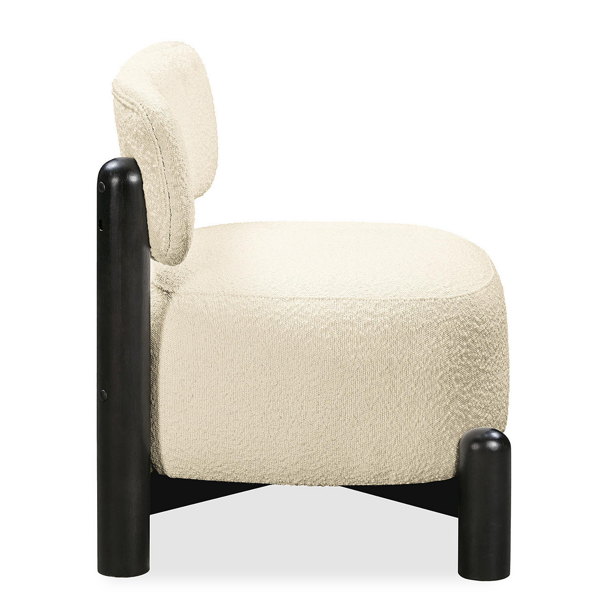 SESSEL - Bouclé Stoff - Creme, Holz/Textil (76/65/81cm) - home24