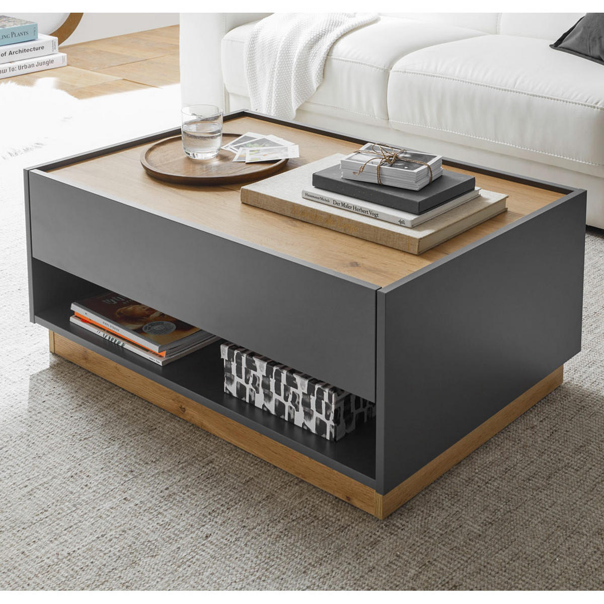 COUCHTISCH Crisp-61 - Anthrazit, Holzwerkstoff (60/90/38cm) - Lomado