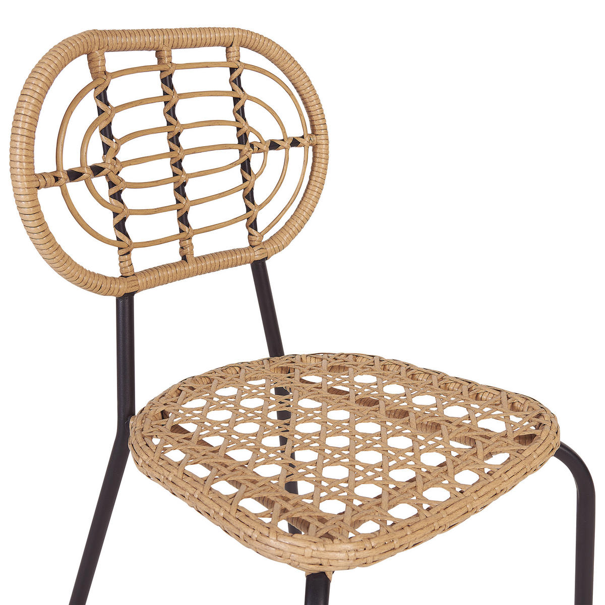 GARTENSTUHL 4er-Set PE Rattan natürlich Pratello - Naturfarben, Kunststoff (48/86/57cm) - Beliani
