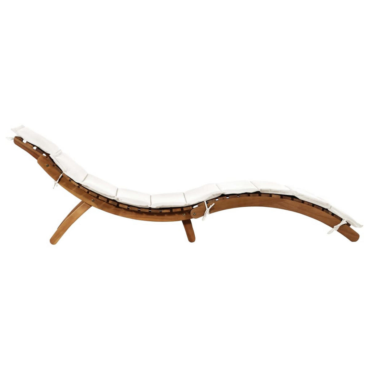 SONNENLIEGEN Mit Auflagen 2er set CremeWeiß Massivholz Akazie - Creme/Braun, Holz/Textil (55/64/184cm) - vidaXL