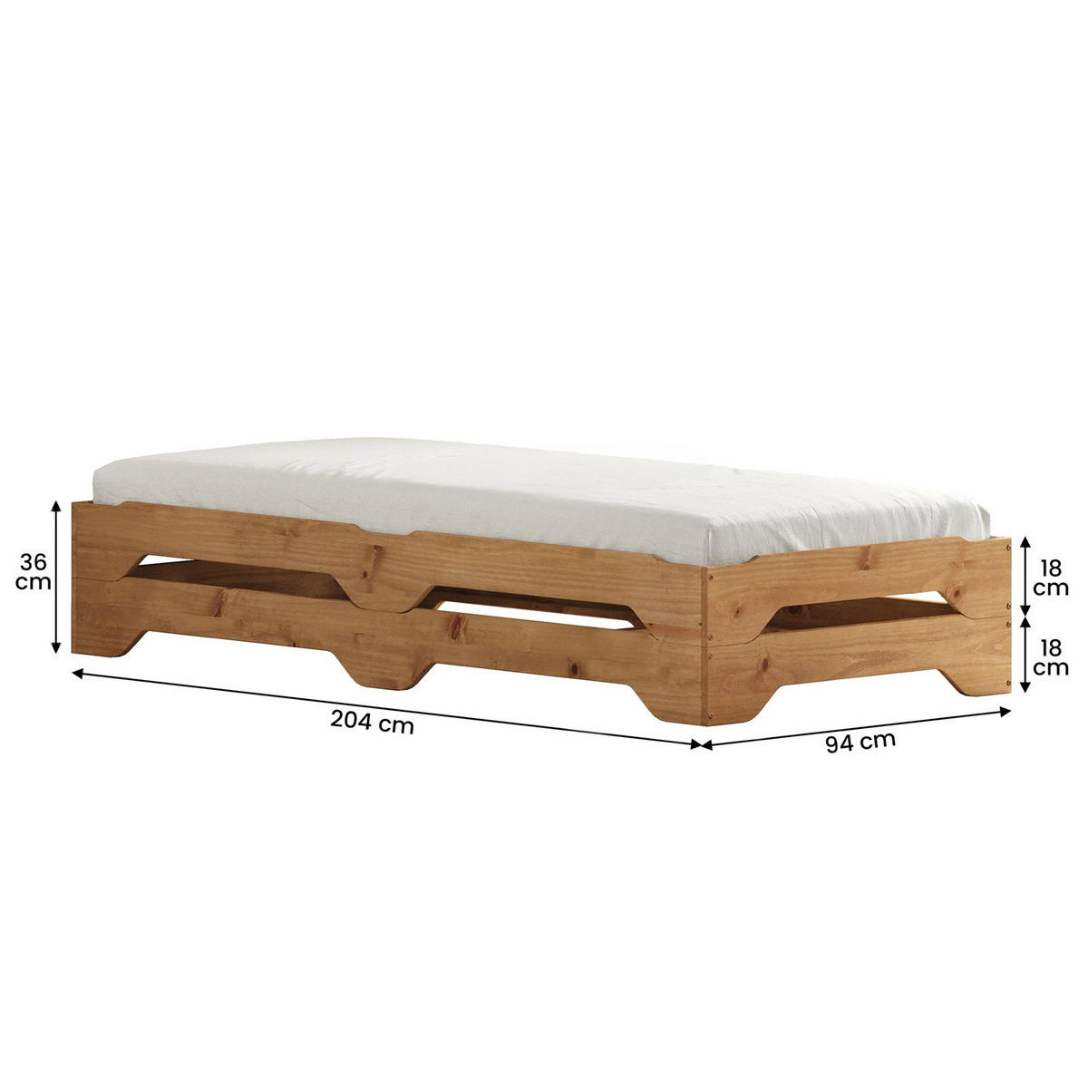 STAPELBETT RONNY 90X200 CM - Eichefarben, Holz (90/200cm) - IDIMEX