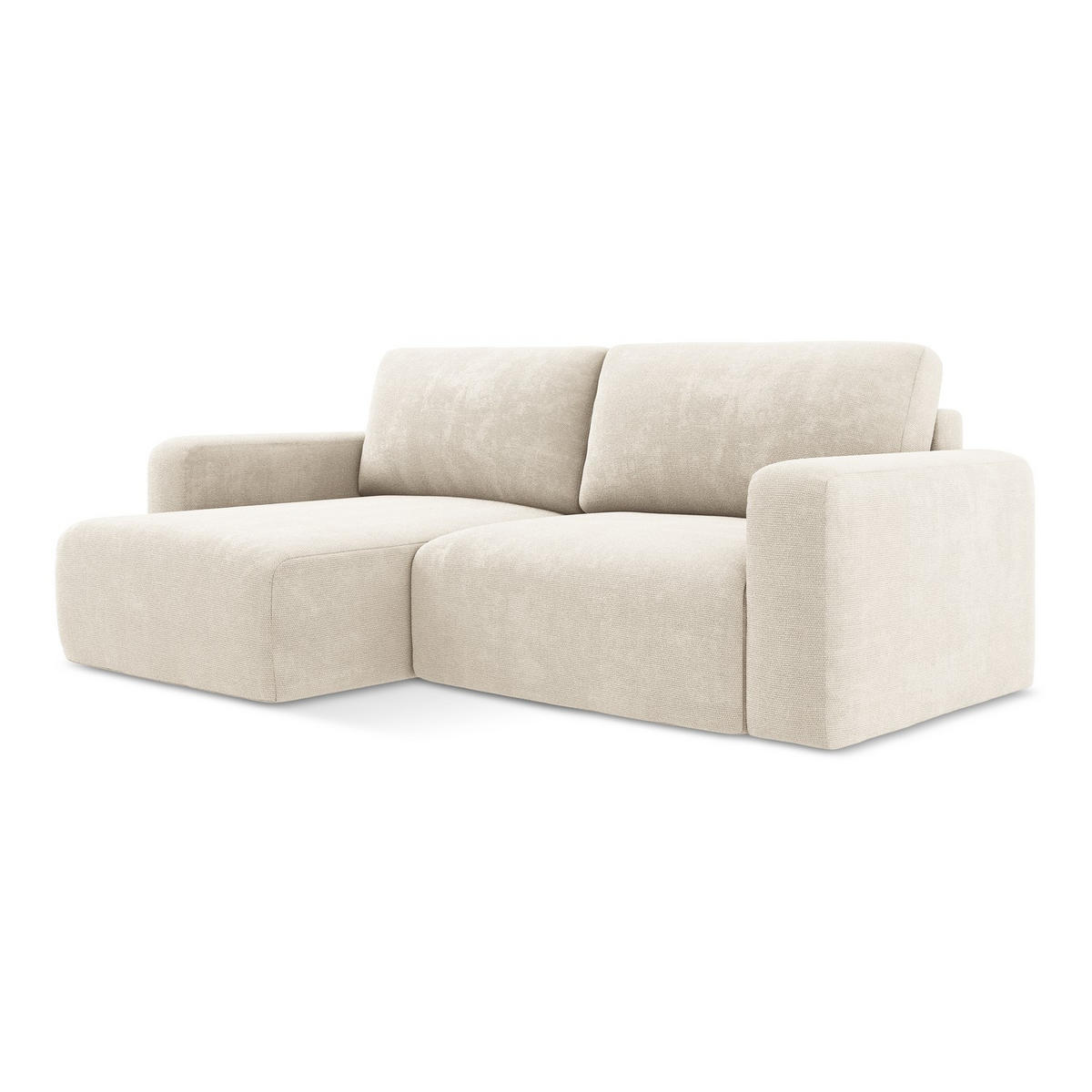 ECKSOFA mit Schlaffunktion links Chenille Stoff Beige - Beige/Creme, Kunststoff/Textil (149/244cm) - LaMiaSofa