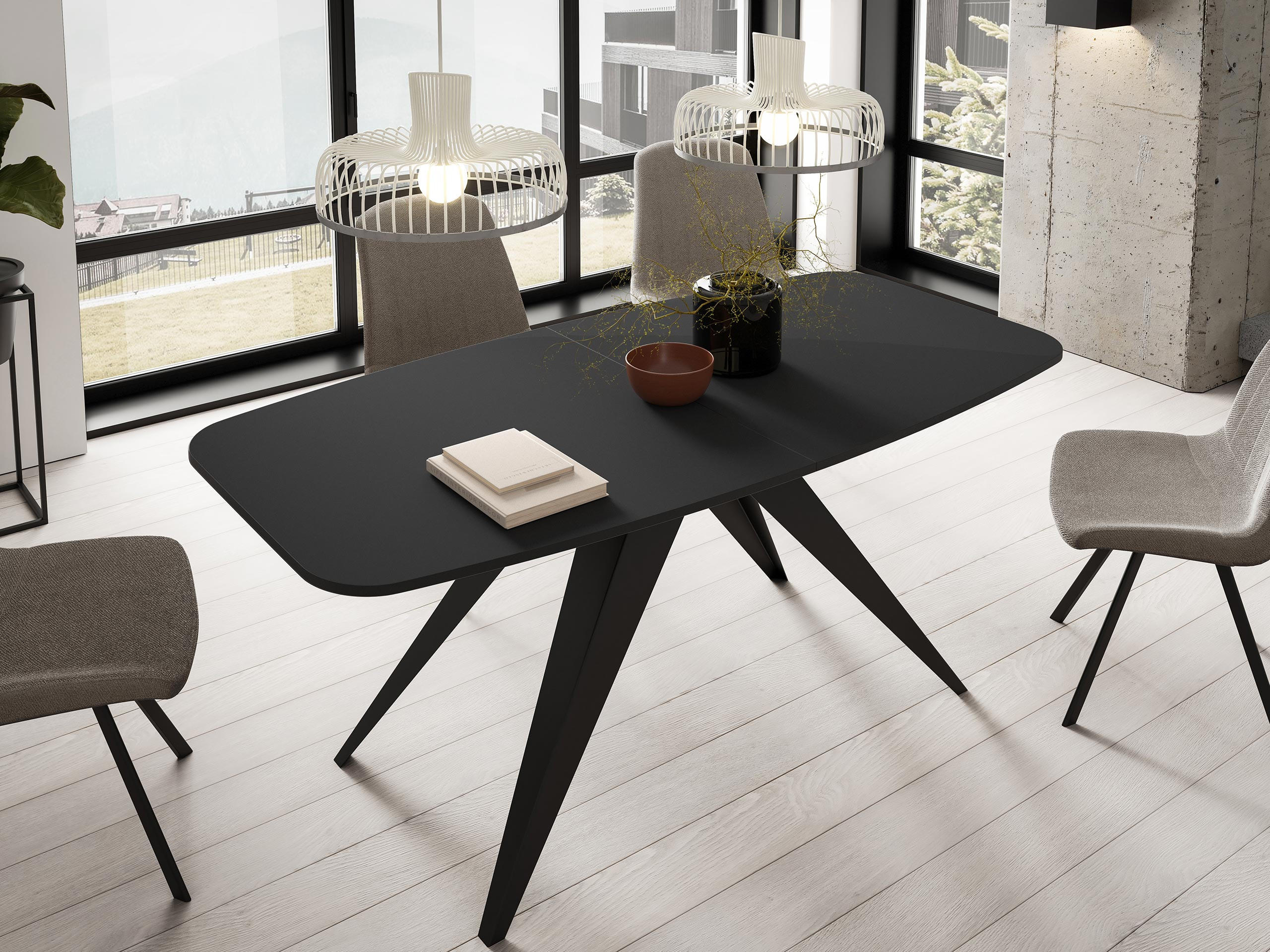 TISCH Ferro 160 - Schwarz, Holzwerkstoff/Metall (80/160/76cm) - MIRJAN24