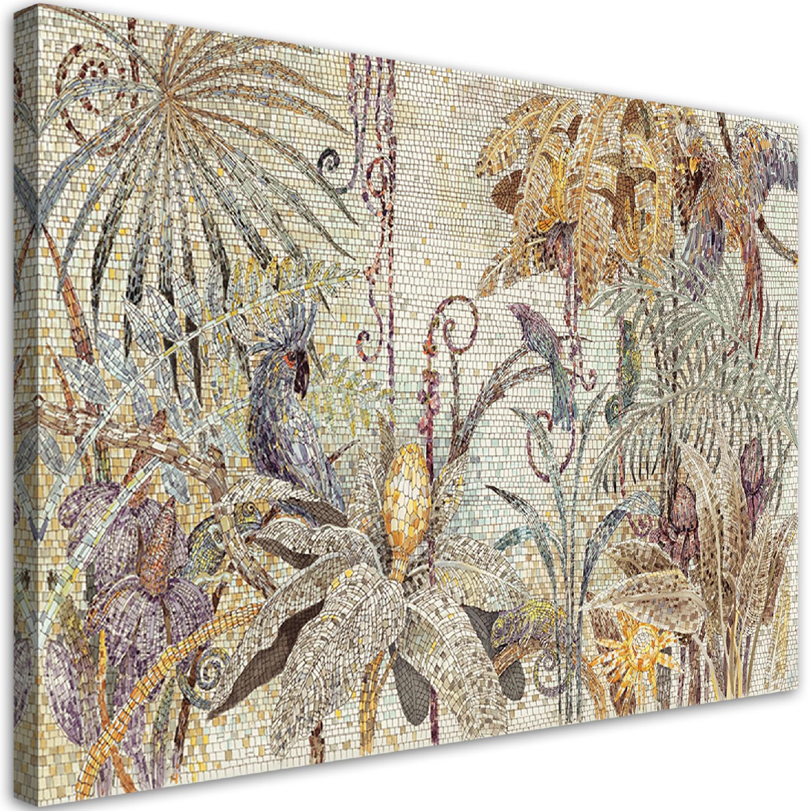 WANDBILD mosaik dschungel - Beige, Textil (60/40cm) - Feeby