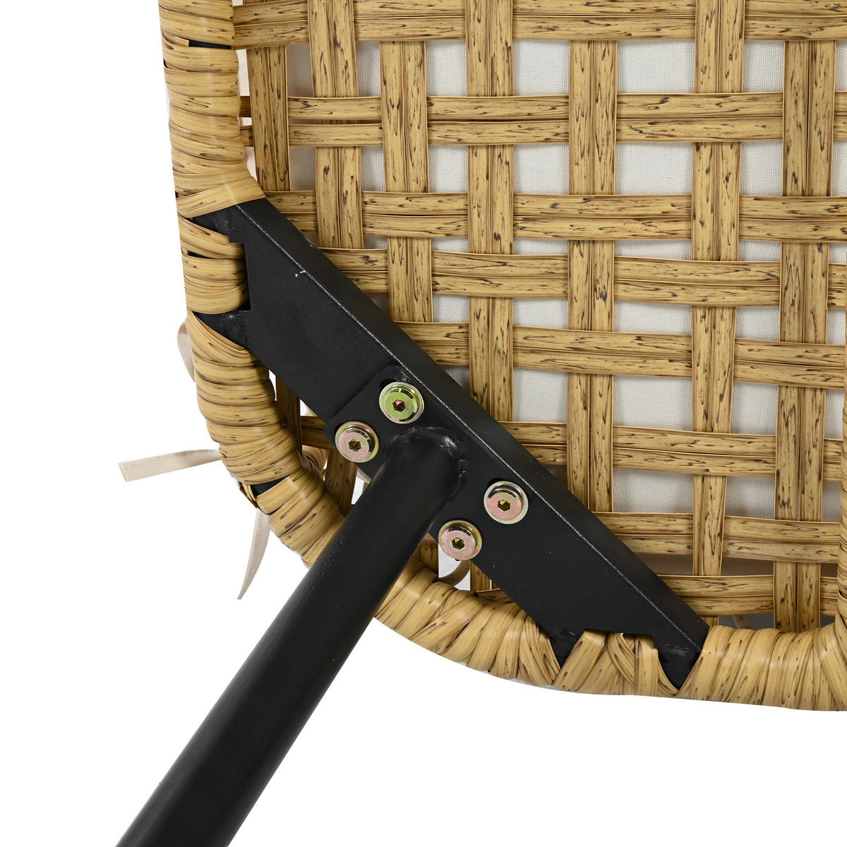 GARTENMÖBELSET 5tlg Rattan Tisch Stühle Hocker Natur - Multicolor, Textil - FLIEKS