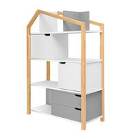 KNIHOVNA Šedá a bílá - bílá, kompozitní dřevo (89/130/31cm) - Petits-meubles