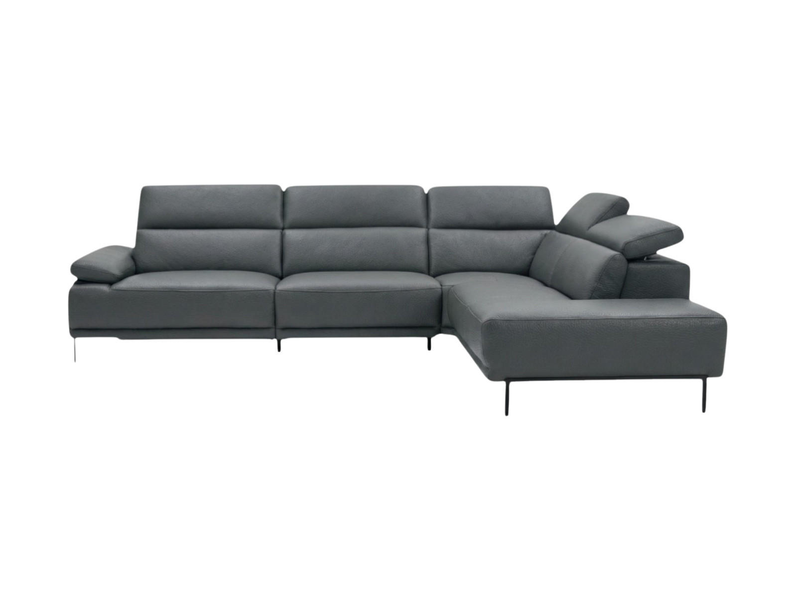 ECKSOFA Fiesta Echtleder Anthrazit - Anthrazit, Leder/Metall (282/220cm)