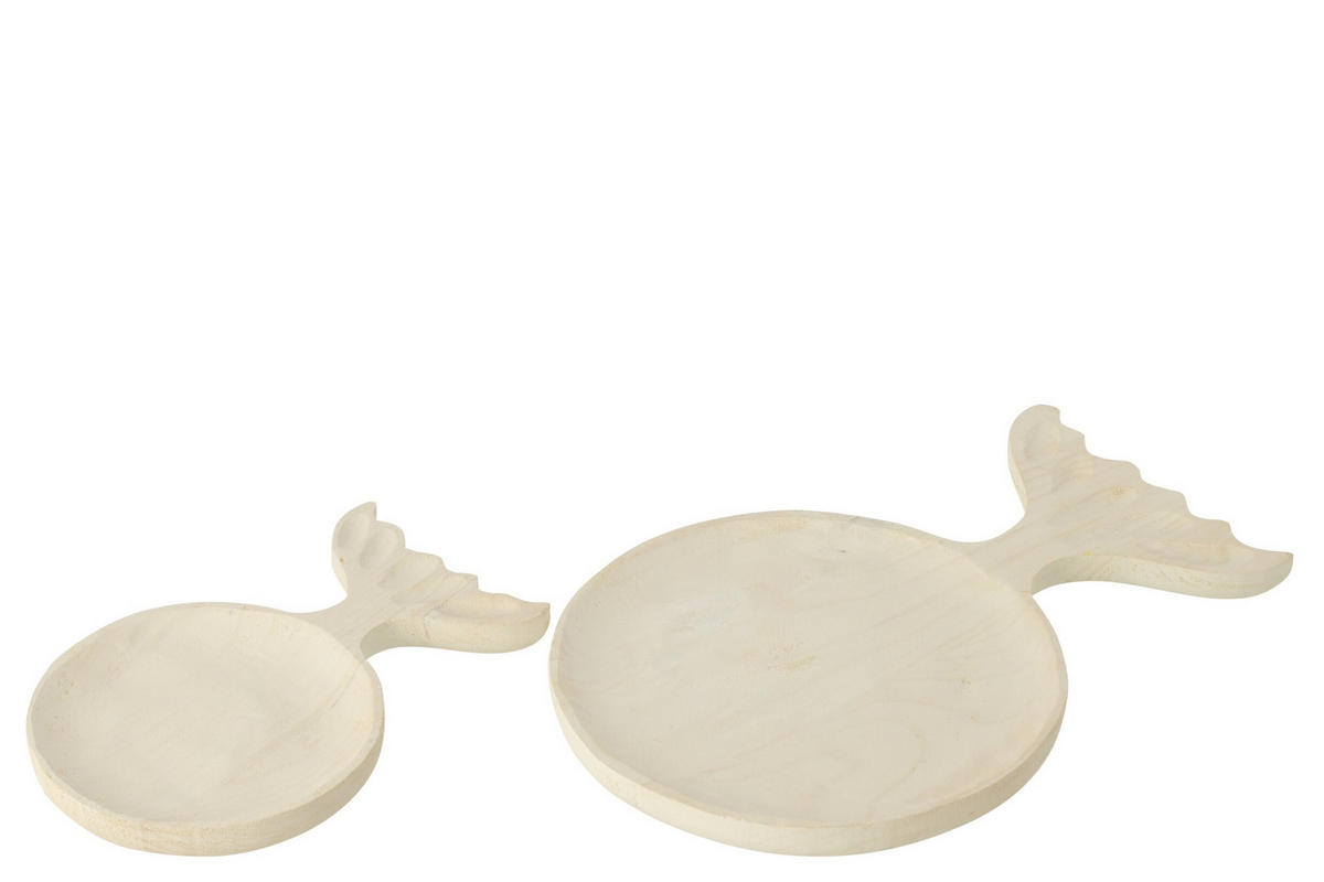DEKORATIVES TABLETT FISCHSCHWANZ - Weiß, Holz (3/29cm) - J-Line