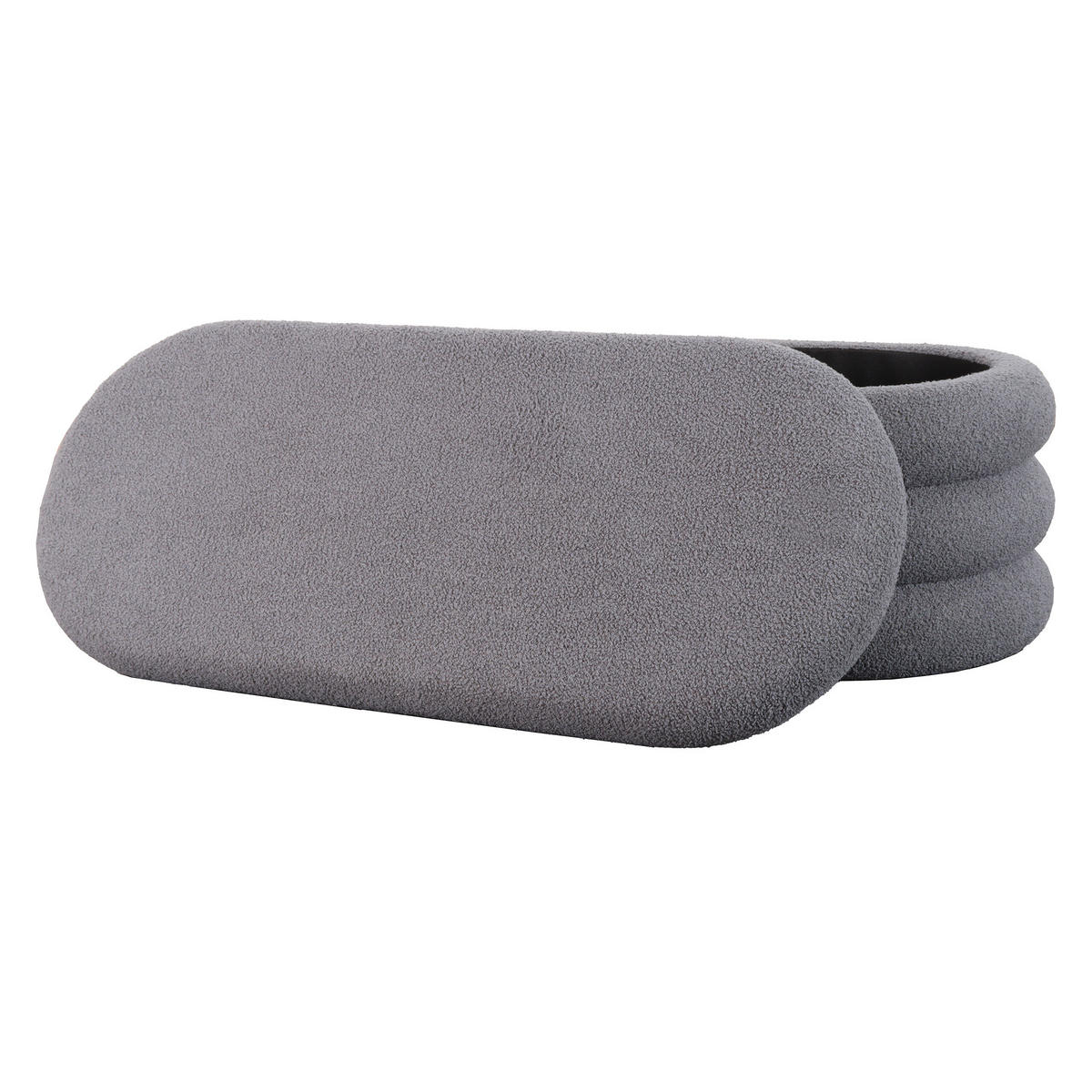 BANCĂ Gri țesătură teddy cu spațiu de depozitare - gri, compozit lemnos/material textil (110/42/45cm) - Relaxdays