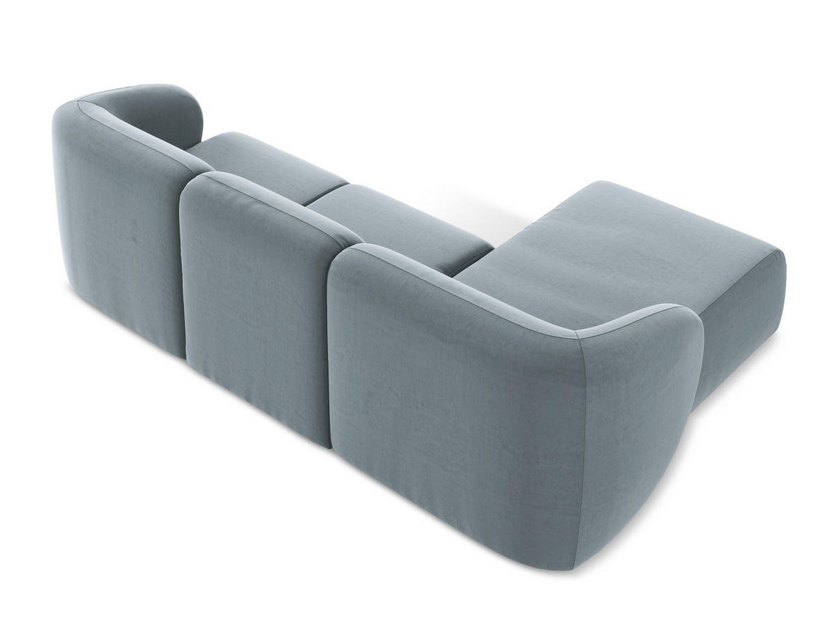 ECKSOFA Links Samt Stoff Blau - Schwarz/Hellblau, Holzwerkstoff/Kunststoff (248/166cm) - Makamii