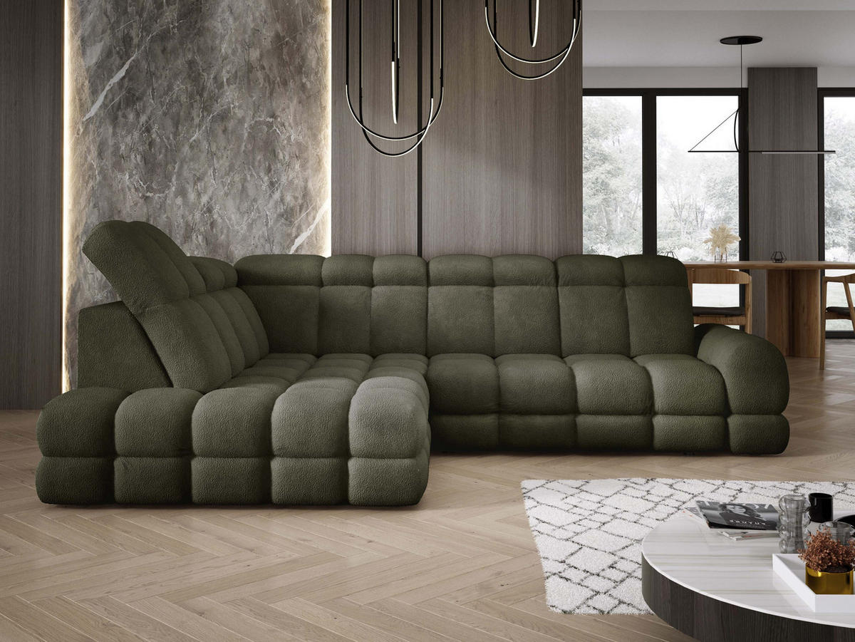 ECKSOFA TOLLO Anthology-stoff L-form 302x217x105 cm grün - Waldgrün, Holz/Textil (302/217cm) - DomoHome