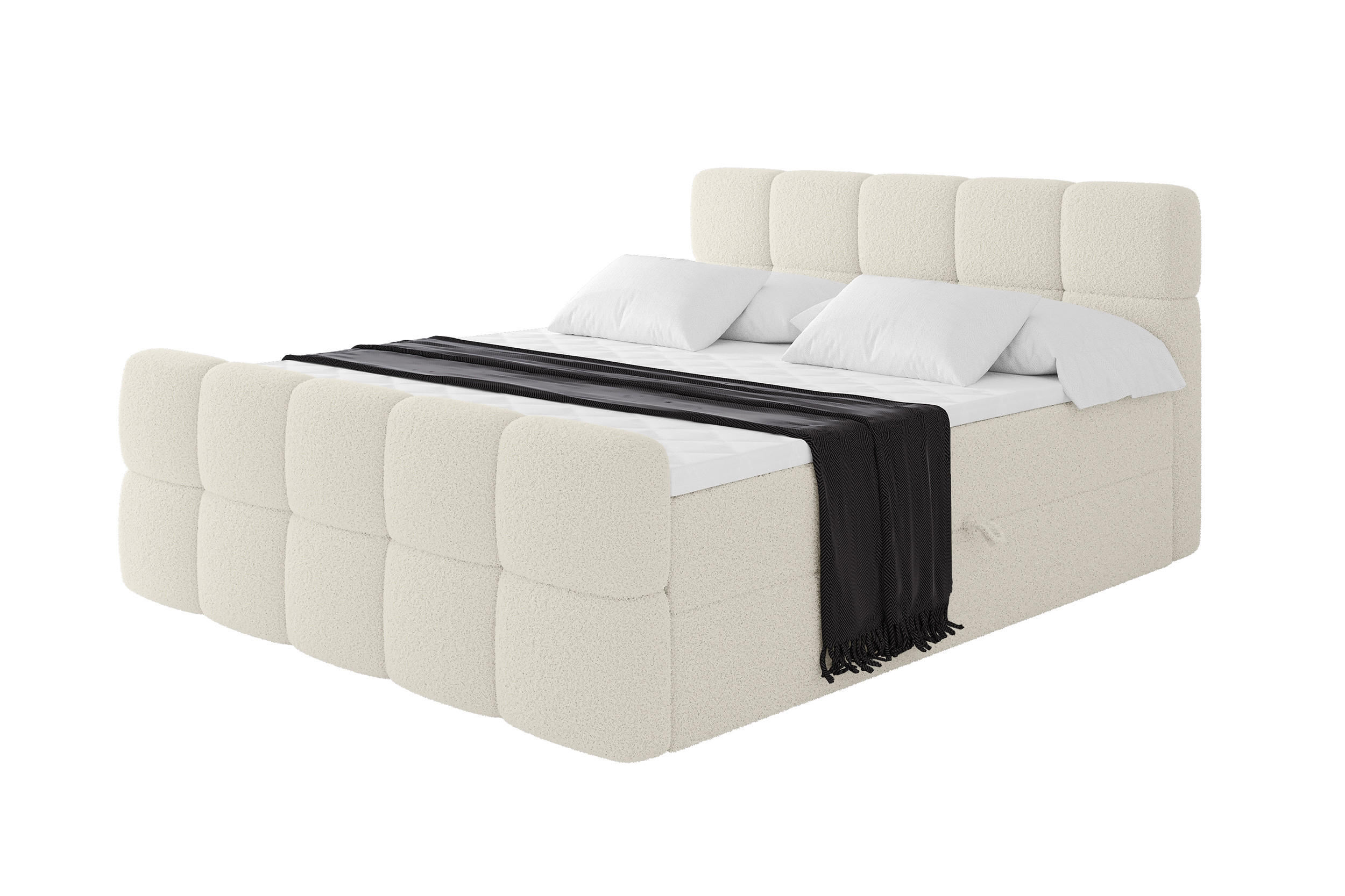 BOXBETT mit Matratze H4 - FAMA-Z - 120x200 cm Beige Quelle - Sandfarben, Holzwerkstoff (120/200cm) - ALTDECOR