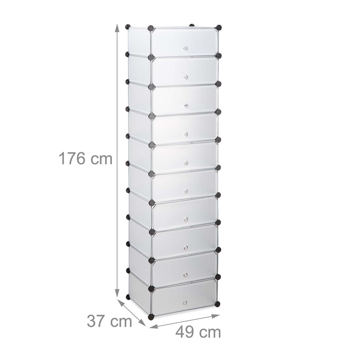 SKOSKÅP Transparent 10 plan - Transparent, Plast/Metall (49/176/37cm) - Relaxdays
