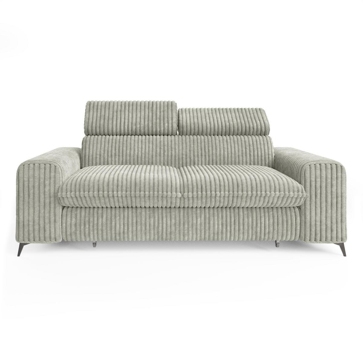 BETTSOFA BENETE Hellgrau Cordstoff mit Schlaffunktion - Hellgrau, Holz/Textil (191/89/92cm) - MASSENO