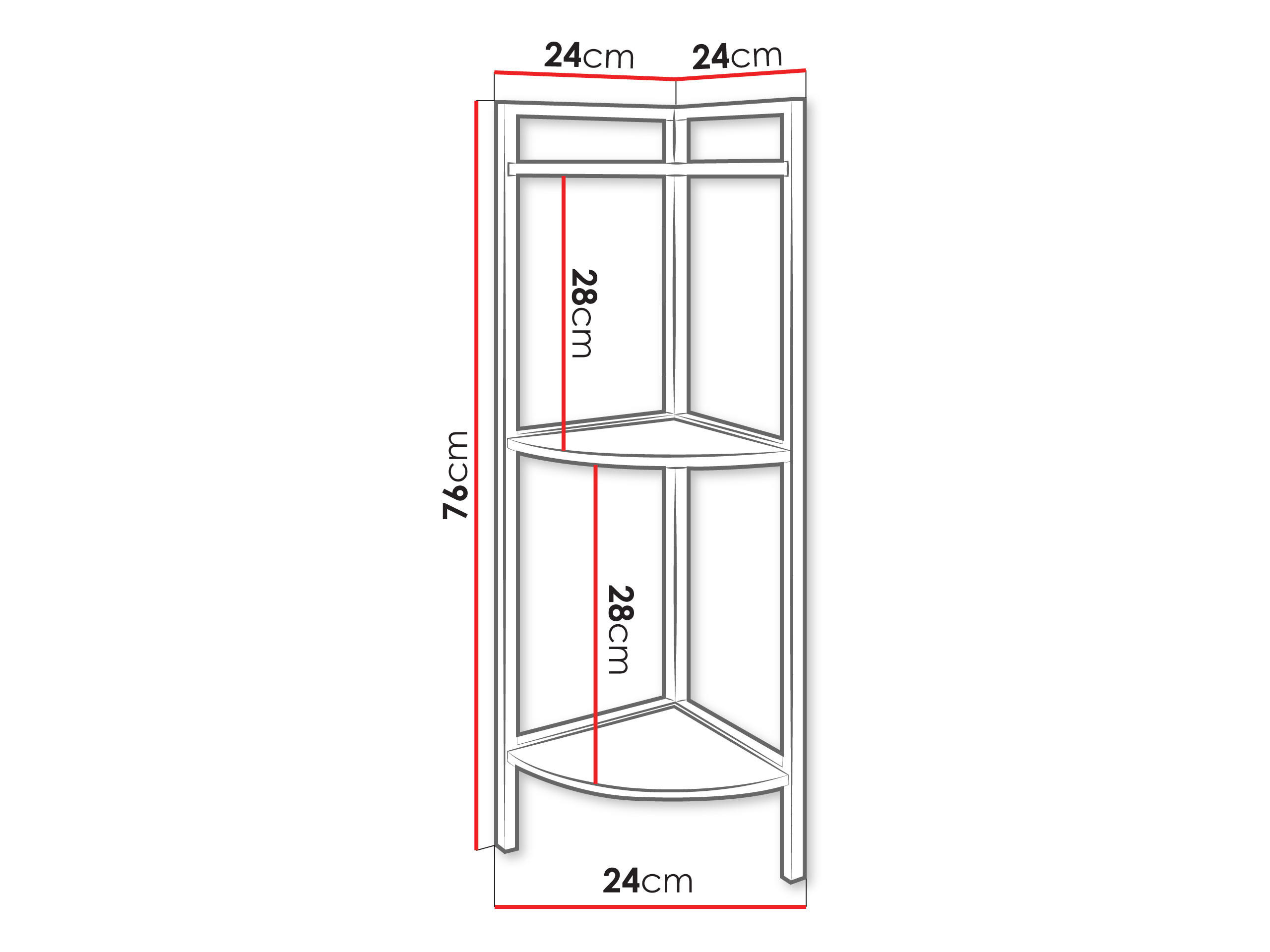 Thumbnail - Mirjan24 Eckregal, Schwarz, Holzwerkstoff, 3 Fächer, 24x76x24 cm, Wohnzimmer, Regale, Eckregale