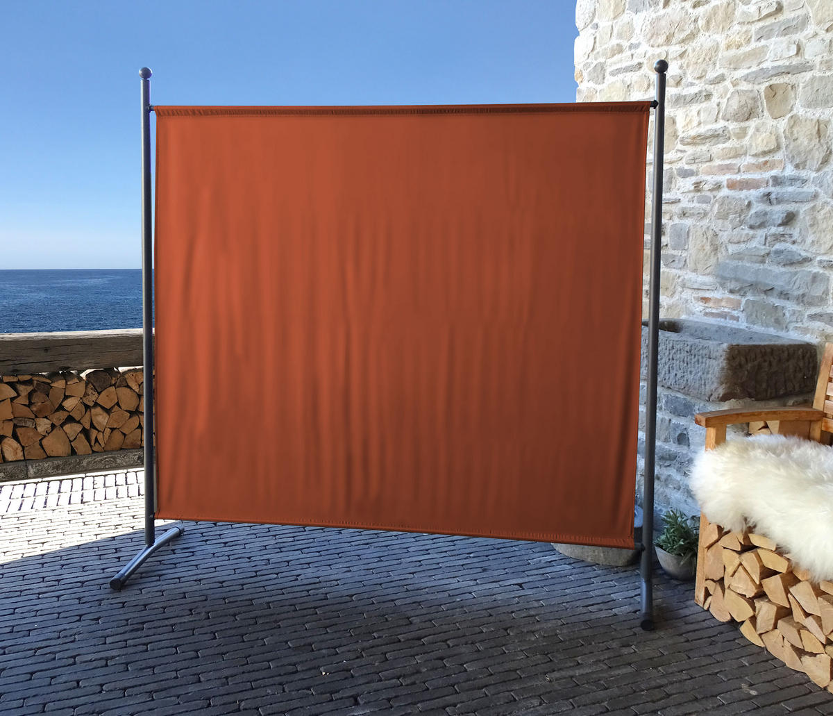 PARAVENT 2 Stück 1-tlg. 180x178 cm Rotorange - Terracotta, Metall (178/180cm) - QUICK STAR