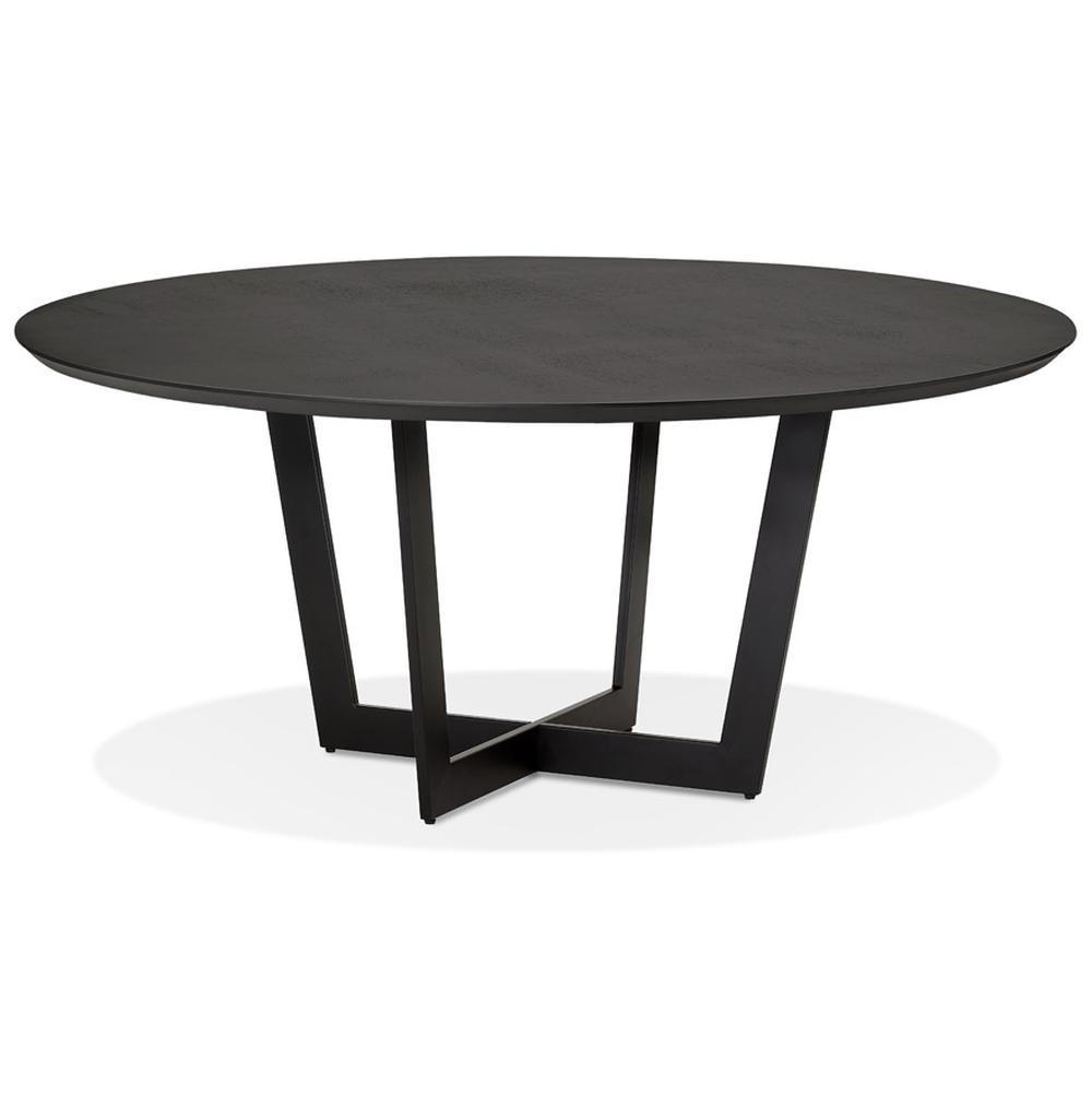 ESSTISCH Rund Holz Metallgestell Modern ZERANI, Schwarz 140x140x75 cm - Schwarz, Holz/Metall (140/140/75cm) - KADIMA DESIGN