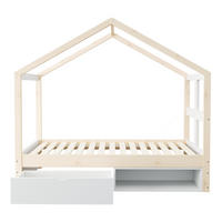 KREVET 90/190 cm od borovine i MDF-a s ladicom, ormarićem za cipele i LED rasvjetom, Prirodna boja drva - boje hrasta, drvni materijal (90/190cm) - Redom