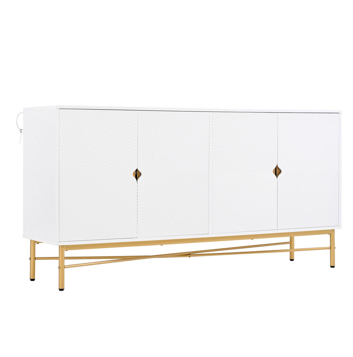 SIDEBOARD aus MDF und Spanplatte 160x40x82 cm Weiß mit 4 Türen und Soft-Close-Funktion - Weiß, Holzwerkstoff (160/82/40cm) - IVMEU
