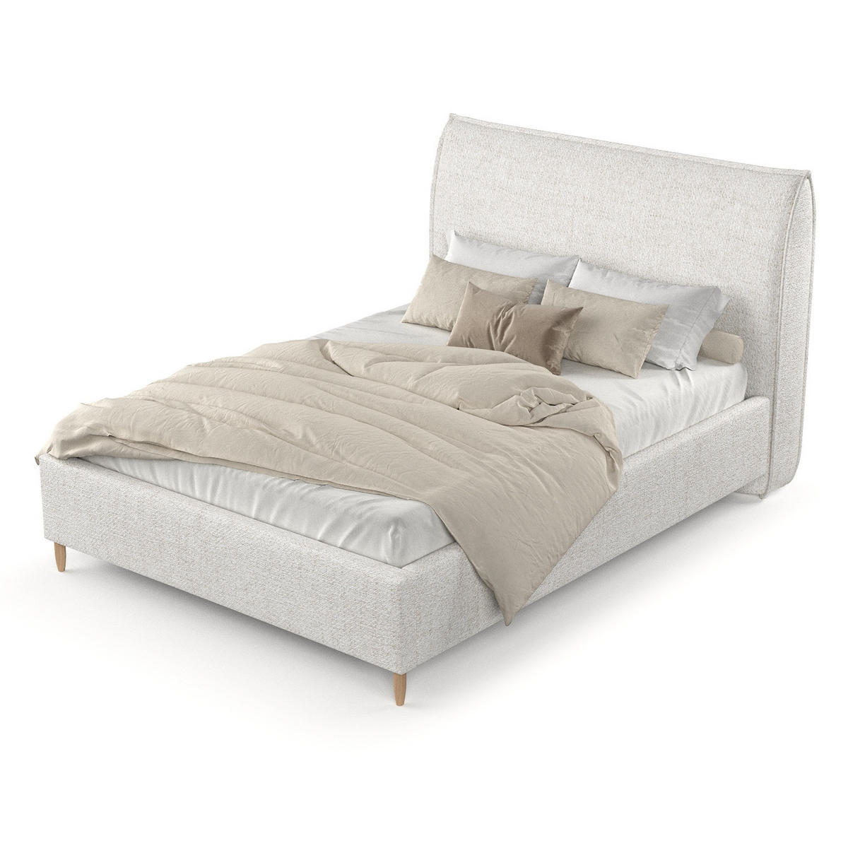 POLSTERBETT Mira 160/200 cm Creme im Neve Stoff - Creme/Naturfarben, Holz/Holzwerkstoff (160/200cm) - AltaBeds