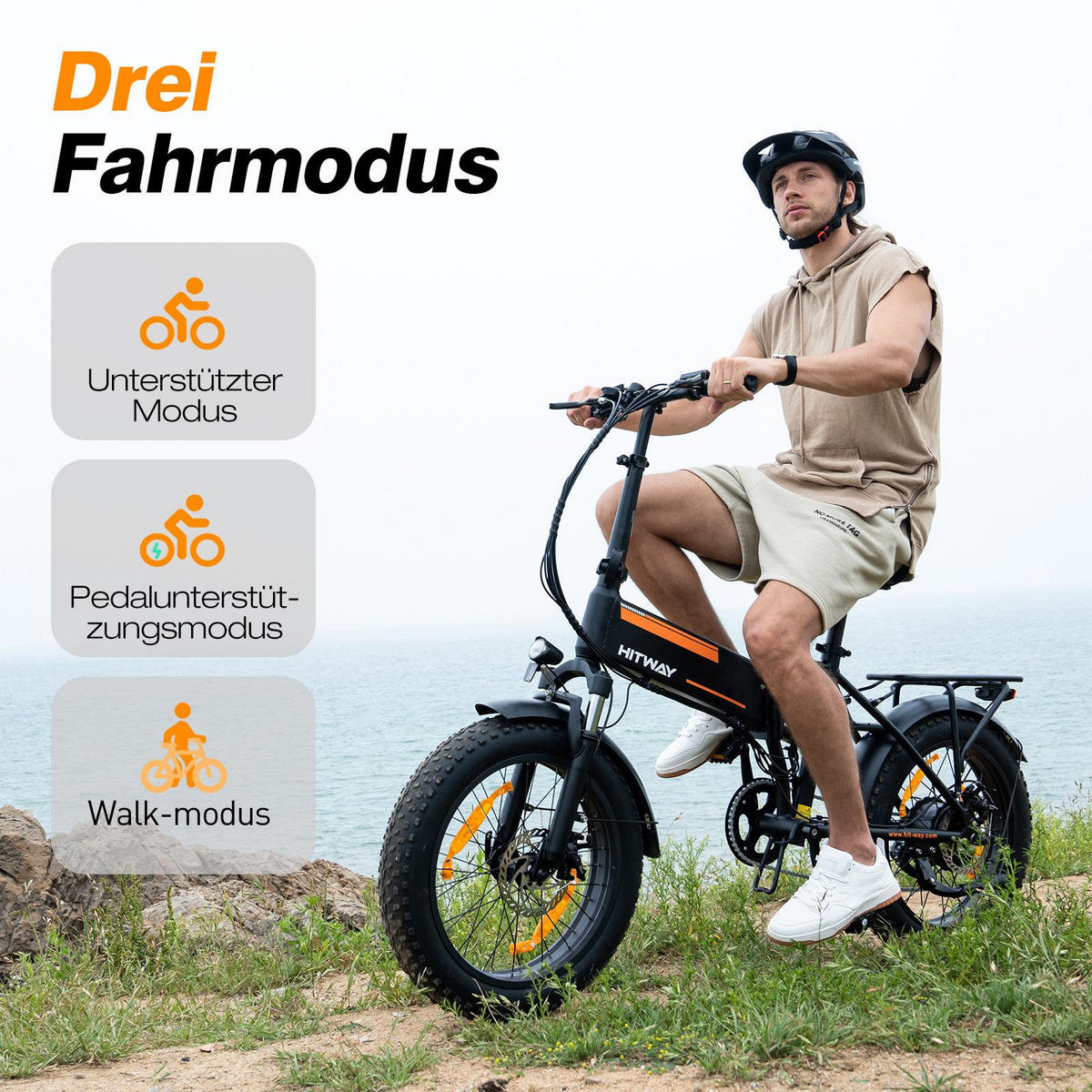 E-BIKE BK10SP Faltrad 20*4,0 zoll mit 48V13Ah Akku - Grün, Metall (30cm) - HITWAY