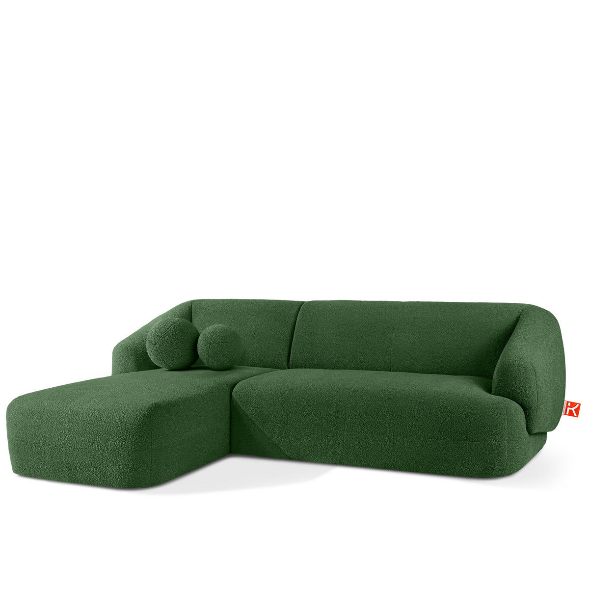 ECKSOFA LINKS VIRA, Grün, Bouclé - Schwarz/Grün, Holz/Holzwerkstoff (300/160cm) - KONSIMO®