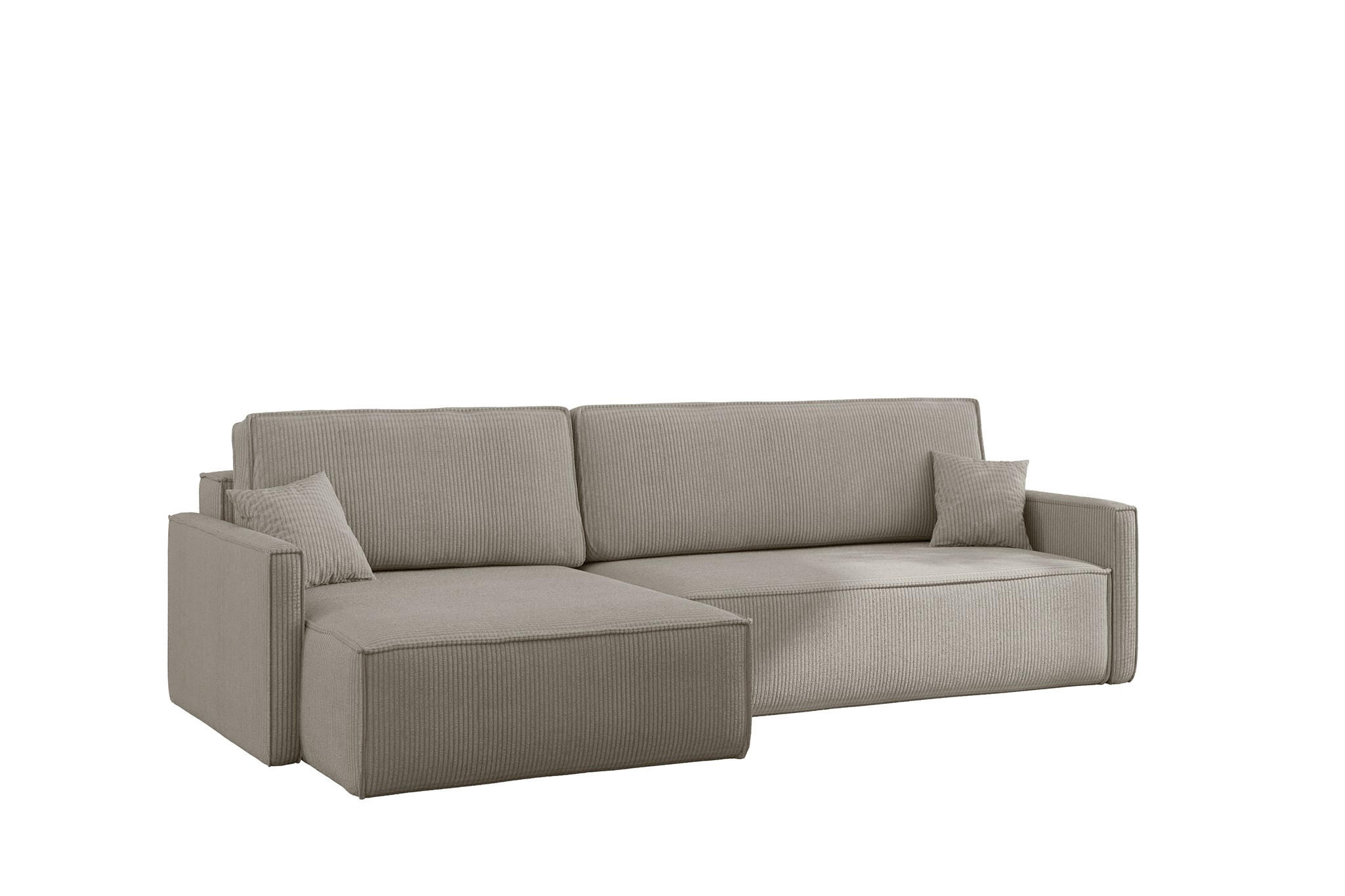 ECKSOFA Louis Scala - Hellgrau, Holzwerkstoff/Textil (250/142cm) - Fun Möbel