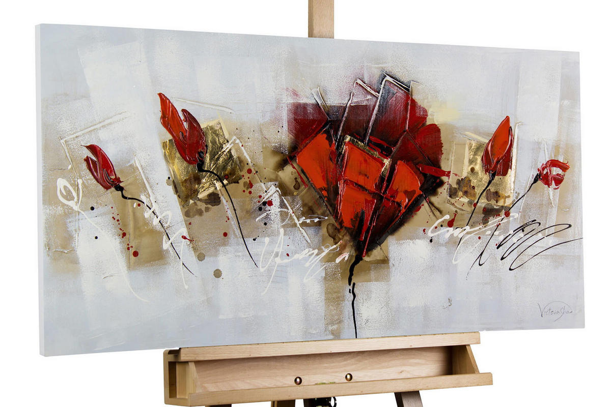 ÖLGEMÄLDE 100/50 cm - Rot, Holz/Textil (2.32/50cm) - KUNSTLOFT