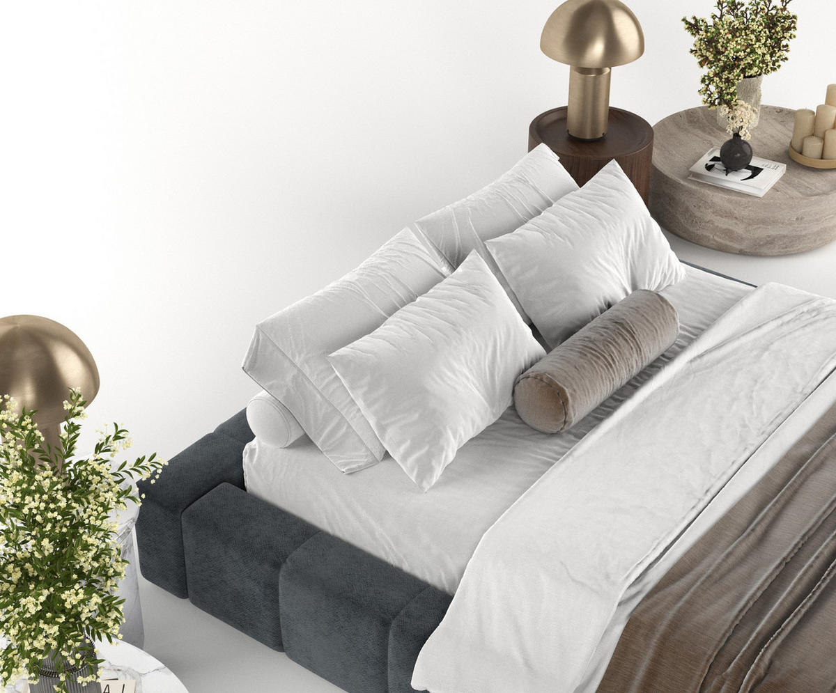 POLSTERBETT Kea mit Stauraum 200/200 cm Anthrazit im Terra NW Stoff - Anthrazit/Schwarz, Holz/Holzwerkstoff (200/200cm) - AltaBeds