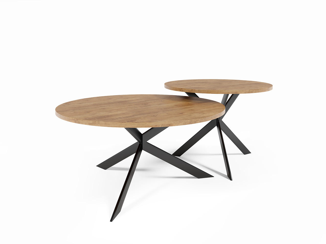 COUCHTISCH Libre Eiche Lefkas Dunkel / Schwarz (2er-Set) - Eichefarben/Schwarz, Holz/Holzwerkstoff (75/133/42cm) - Feldmann-Wohnen